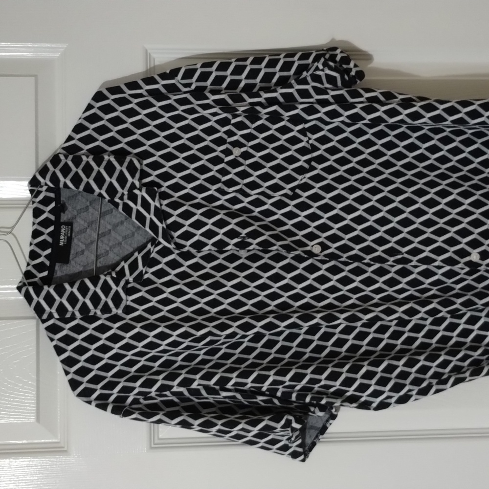Murano short sleeve button down shirt black and white XXL